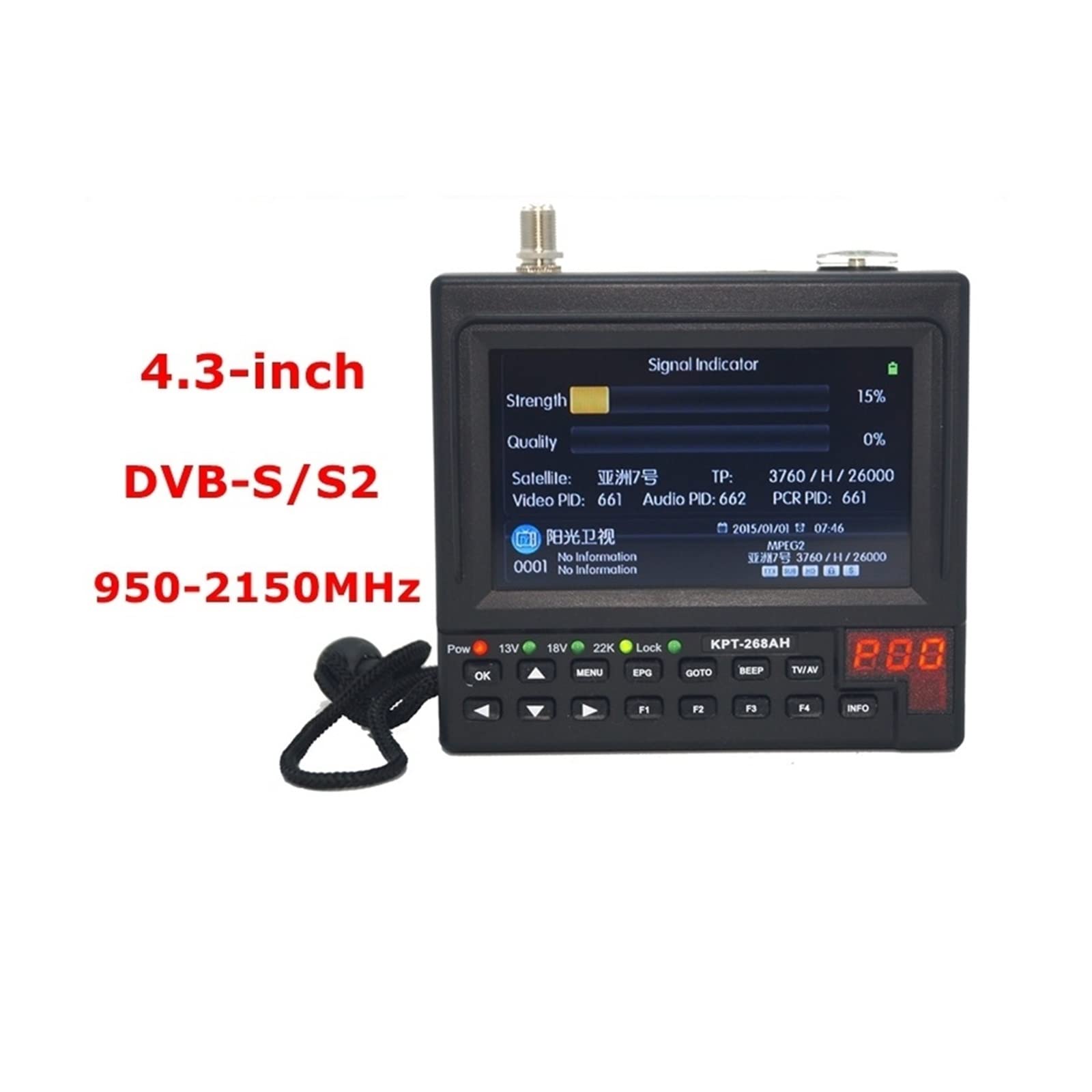 DVB-S2 Satfinder Digital Satellite TV Receptor Finder Meter MPEG-4 Modulador Full HD KPT 269H Decodificador del Receptor