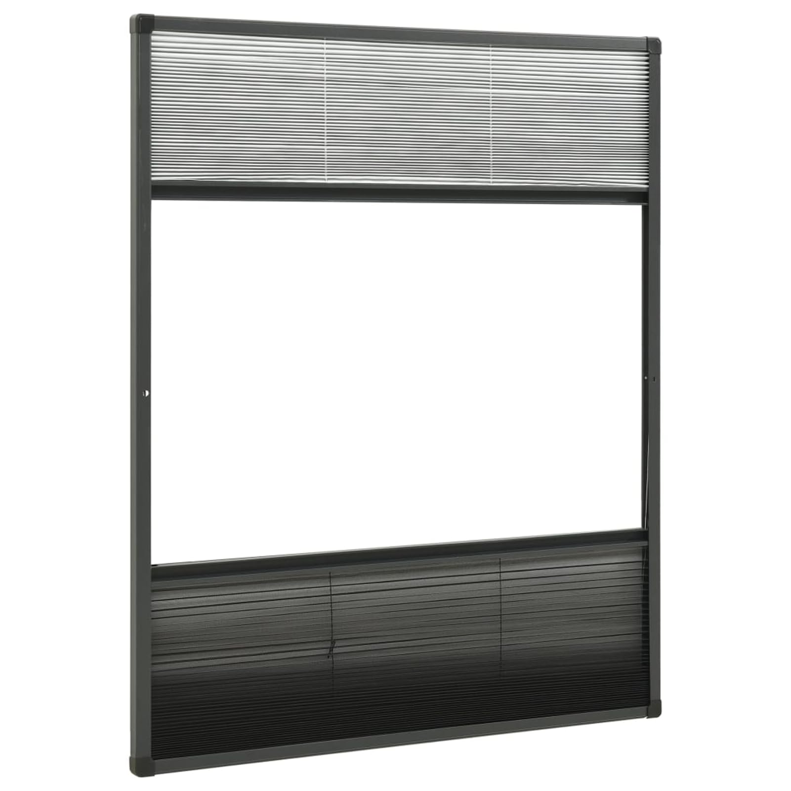 Anself Duo Insektenschutz-Plissee für Dachfenster, Fliegengitter mit PET-Jalousie, Alurahmen Anthrazit, 80x100 cm 148683