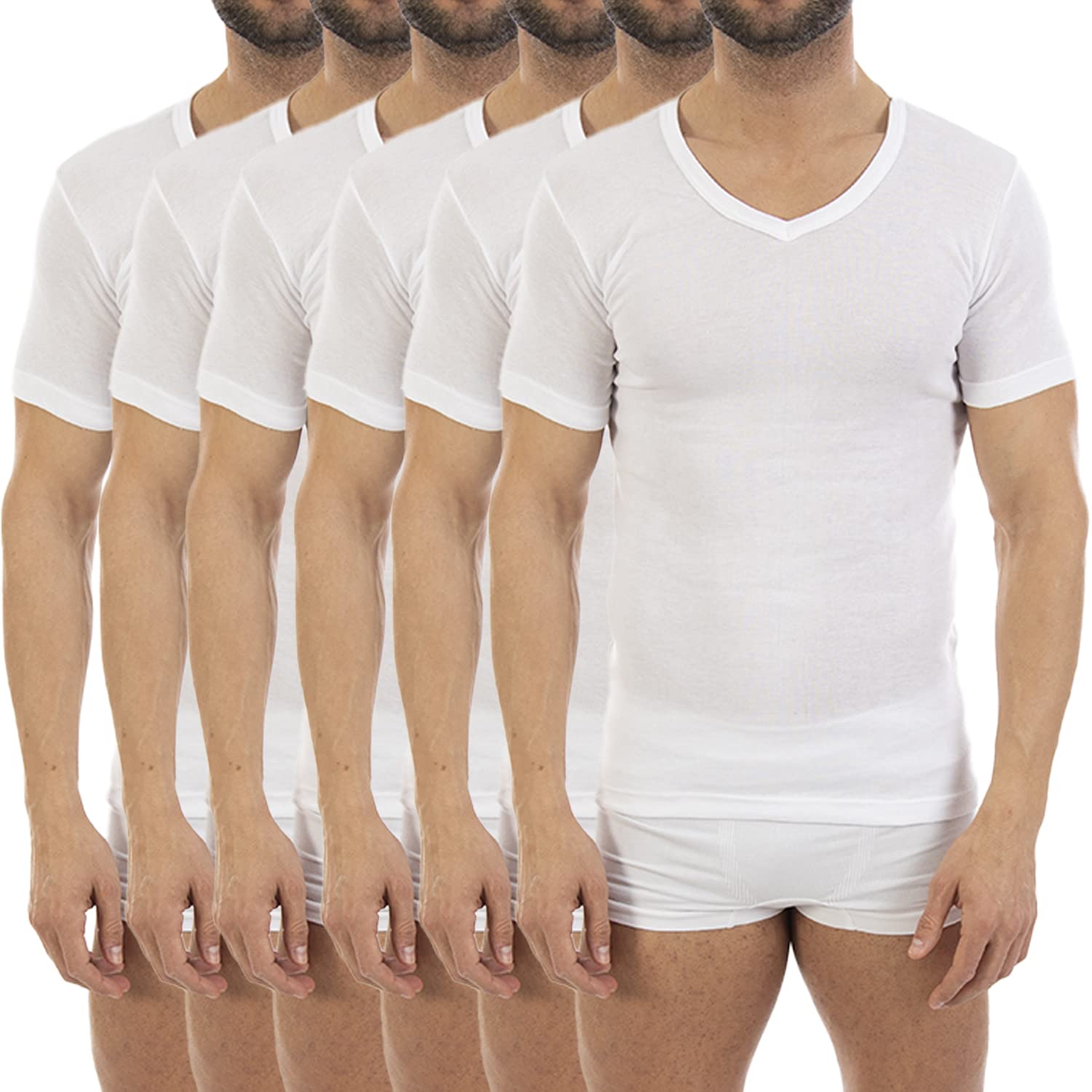 Multipack de Camiseta Interior Fina de Hombre LCT114V, de Manga Corta y Cuello de Pico.