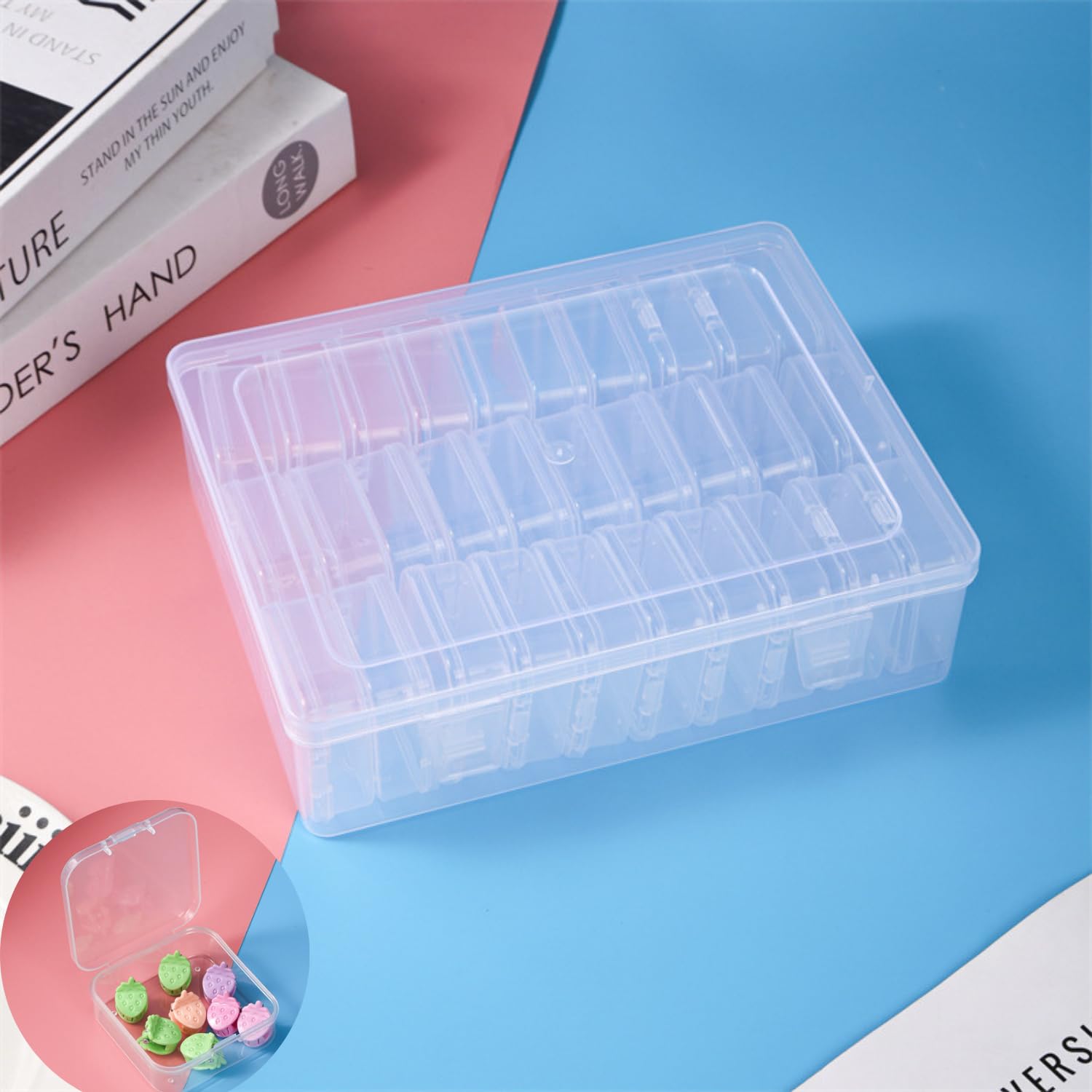 Preffers Jewellery Organisers Box with Transparent Design and 30 Box Multi Compartments | Plastic Storage Box for Rings Bracelets Necklaces Earrings and Small Accessories (PACK OF 1)