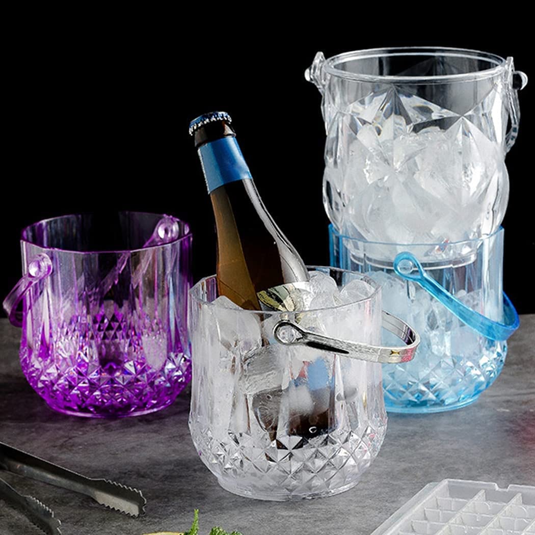Cubo Hielo Cubo de Hielo champán Vino Cerveza Bebidas Cubo acrílico Transparente bañera portátil Bebida con Mango for la Herramienta Bar Suministro (Color: a) Accesorios Barra(C)