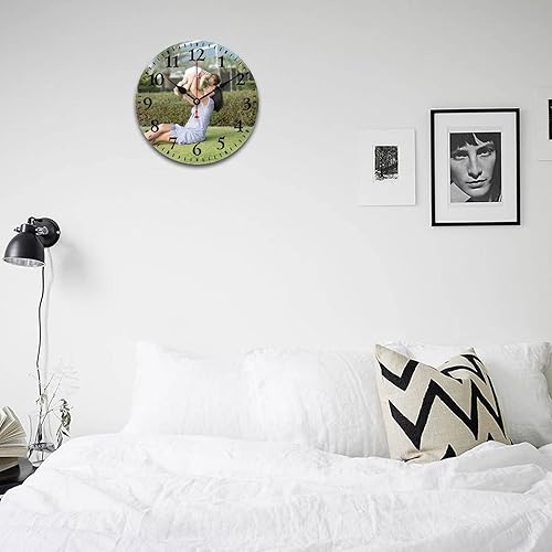 Miniatura 4 de Reloj de pared personalizado con imagen, reloj de madera Rusitc personalizado de 15.7 pulgadas, decoración del hogar, reloj redondo silencioso