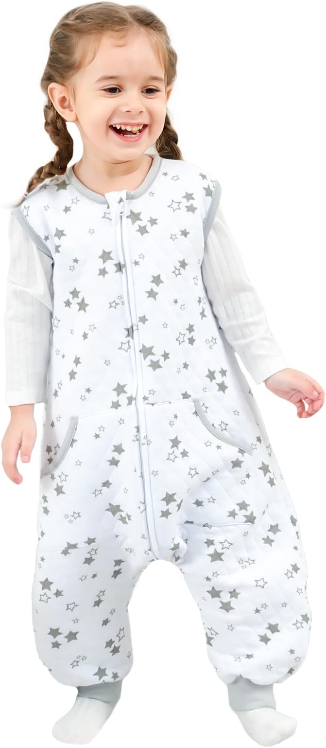 HOMEAL Baby Sleep Sack, 1.0 TOG With Legs for Toddlers 5t-7t, Sleeveless