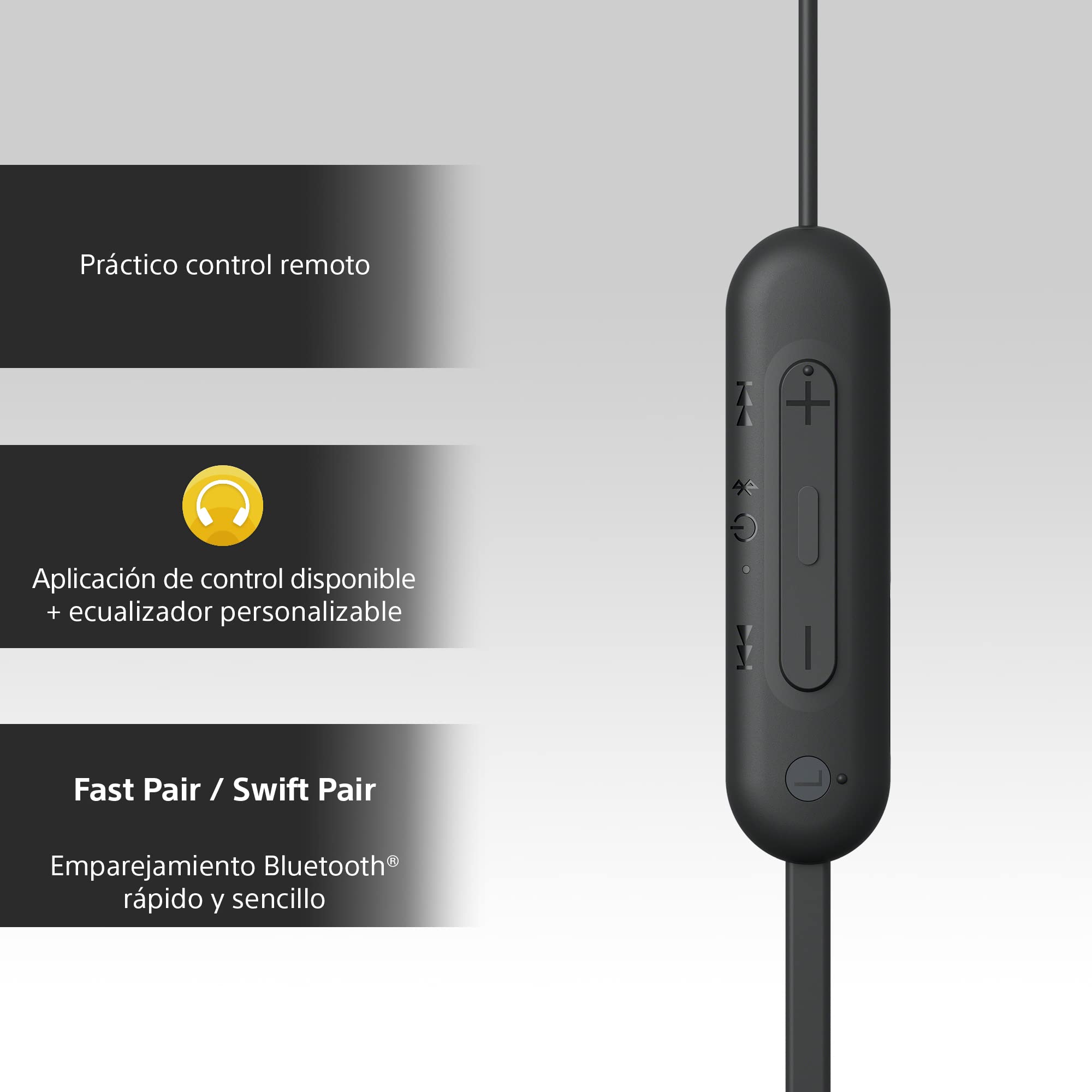 Sony WI-C100 Auriculares Inalámbricos - Hasta 25 Horas de Duración de la Batería, Micrófono Incorporado para Llamadas, Compatible con Asistentes de Voz, Conectividad Bluetooth Fiable, Negro