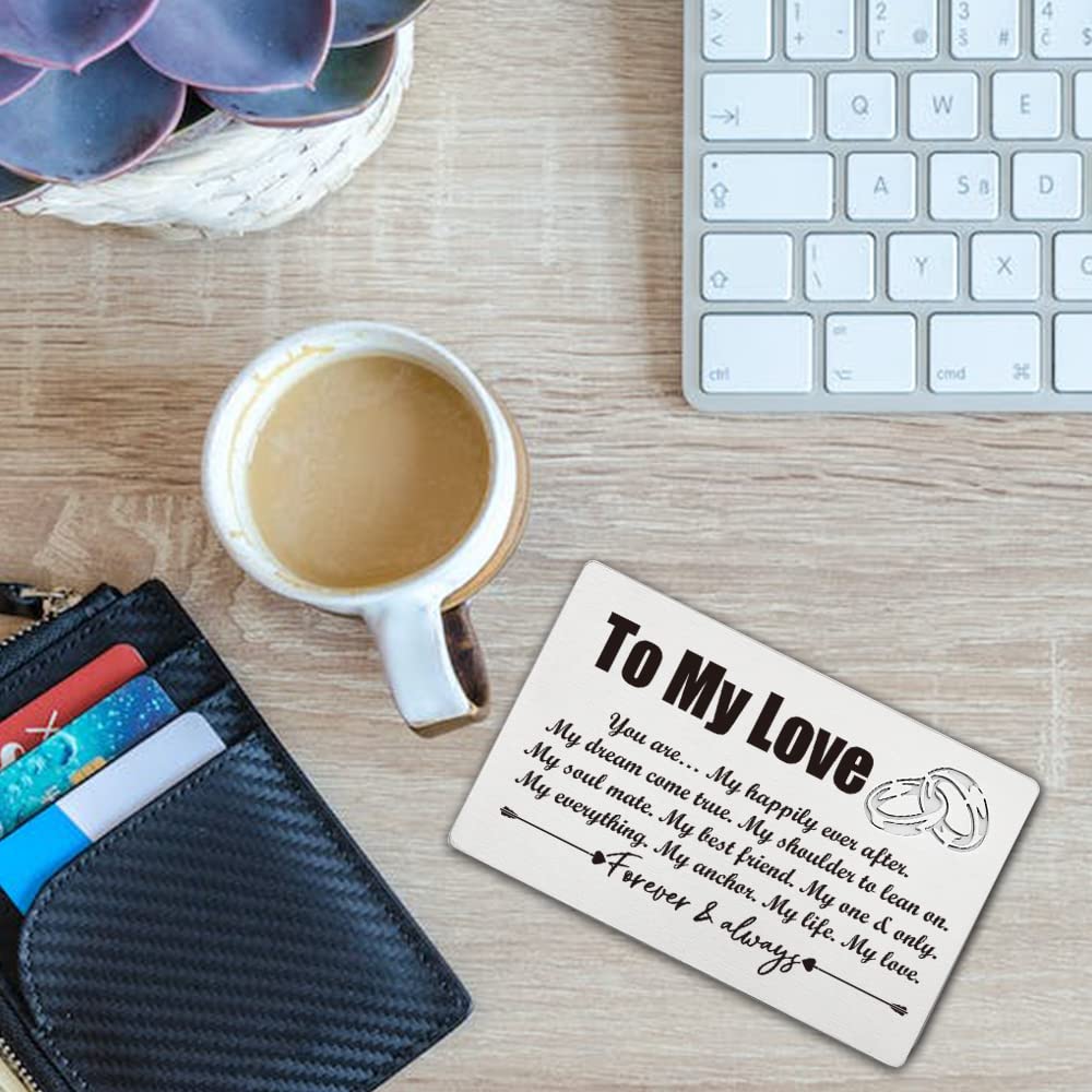 Personalisiertes Metall-Kärtchen Für Die Brieftasche – „I Love You“ Graviert, Geschenk Für Ihn