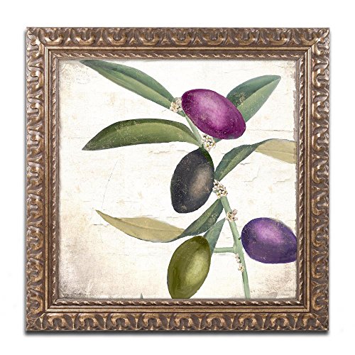 Olive Branch II by Color Bakery, Gold Ornate Frame 11x11-Inch