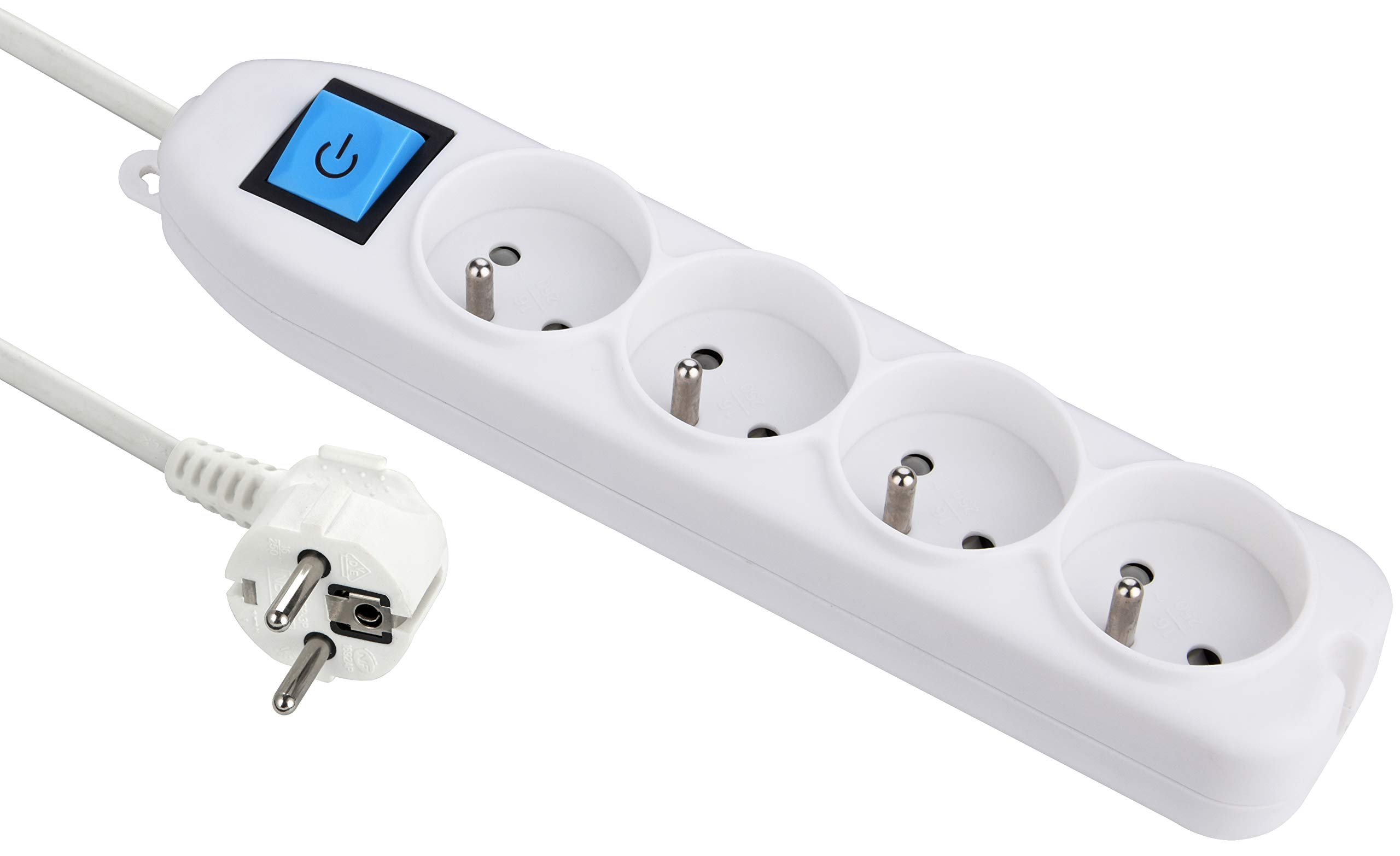 ElectralineBasic Power Strip + Switch 1.5 m 3G1 mm mm² White, White, 32004
