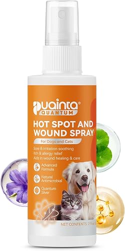PUAINTA Dog Hot Spot Spray for Itch Relief – Quantum Silver Pet Skin Care | Hot Spot and Wound Spray for Dogs & Cats, Vet Formulated Pet Skin Treatment, Itch Relief Remedy, Lick Safe, 2 Fl Oz