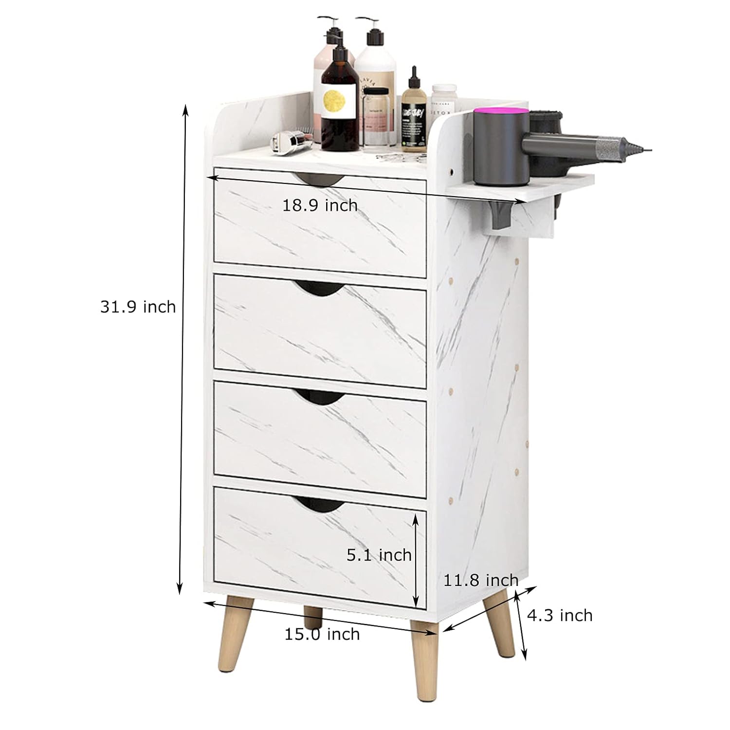 Salon Beauty Storage Cabinet Hair Salon Furniture,Barber Shop Furniture Free Standing,Hair Salon Storage Cabinet Organizer with 4 Drawers and 2 Hairdryer Holder (Marbling) : Beauty & Personal Care