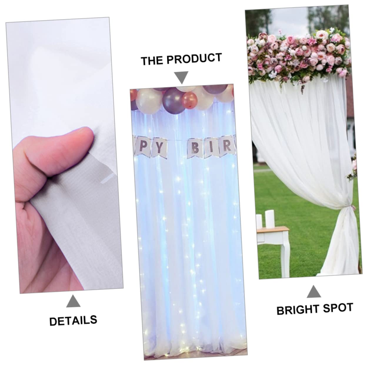 Alipis 2 Stück Weiße Chiffon Hintergrundvorhänge für Hochzeit und Fenster | Digitale Foto und Videoaufnahmen, Glatte Oberfläche mit Feiner Verarbeitung, Schlicht Elegant