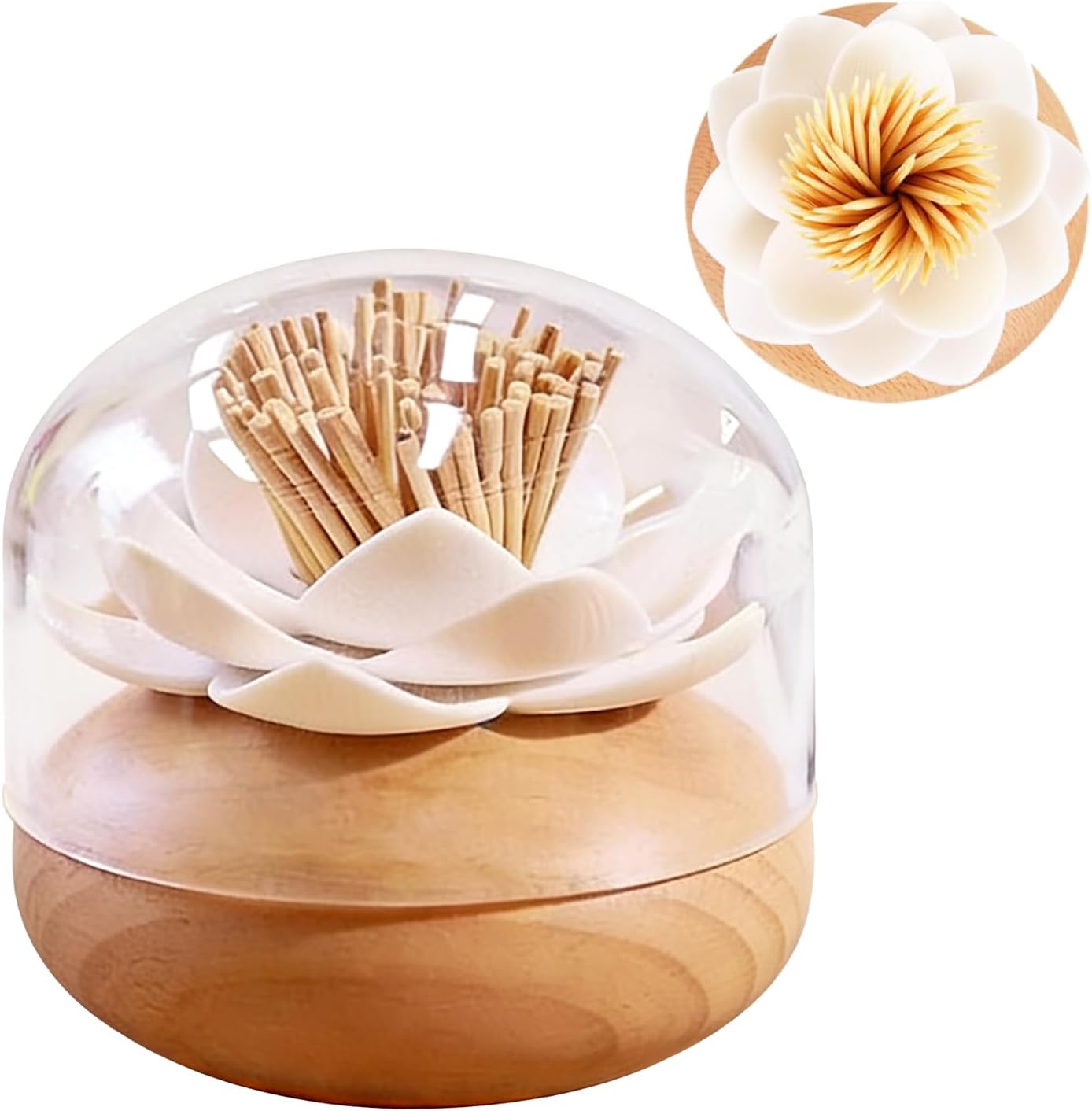 2-In-1 Toothpick Holder Dispenser Lotus Q tip Holder Cotton Swab Holder