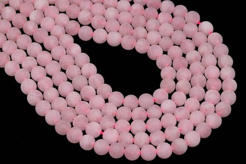 Miniatura 2 de Perfect Beeds Store - Cuentas redondas sueltas de cuarzo rosa mate natural de 0.236 in, grado AAA, cuentas de 15.0 in, bisutería, manualidades, arte