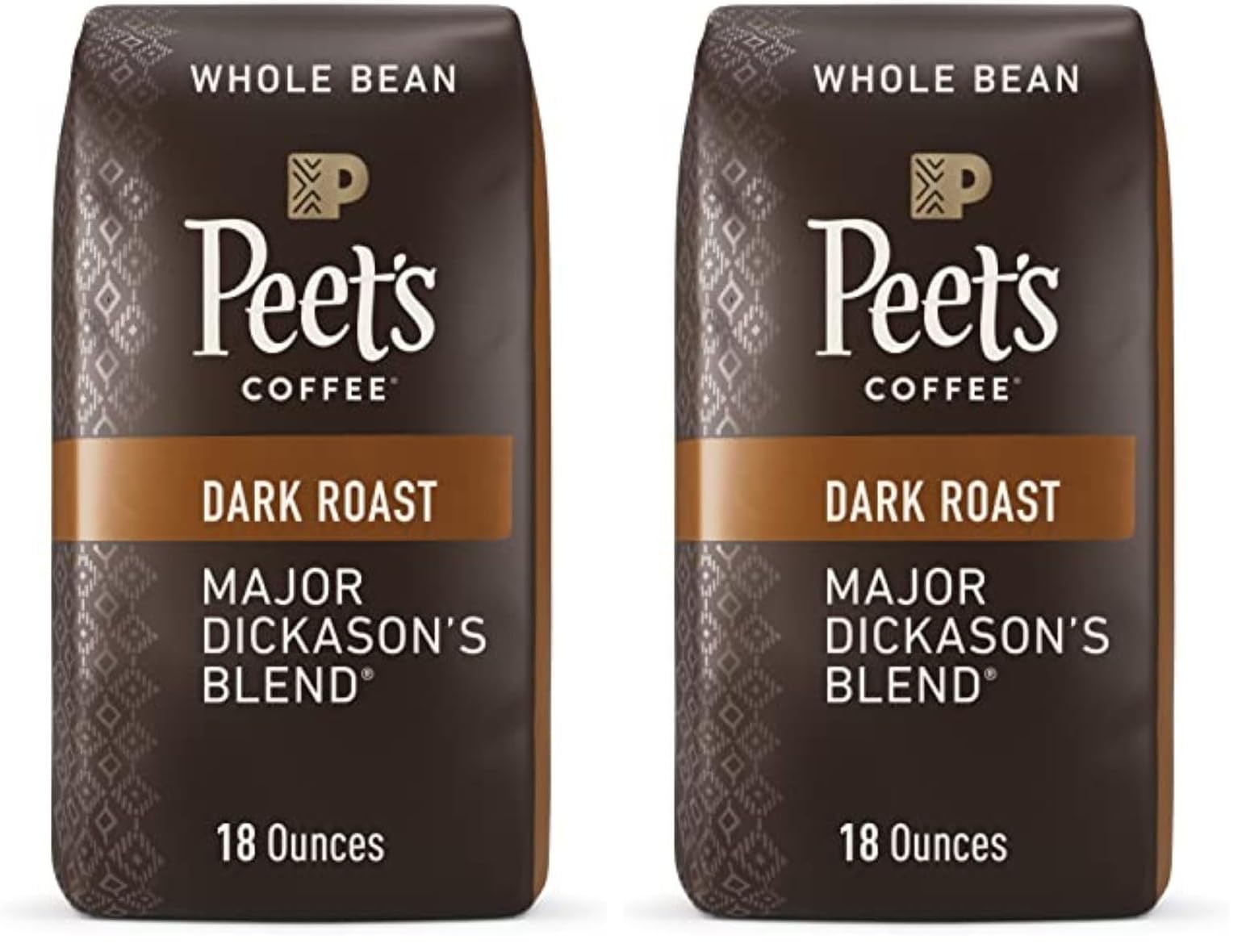 Peet's Coffee, Dark Roast Whole Bean Coffee - Major Dickason's Blend 36 Ounces (2 Bags of 18 Ounces)