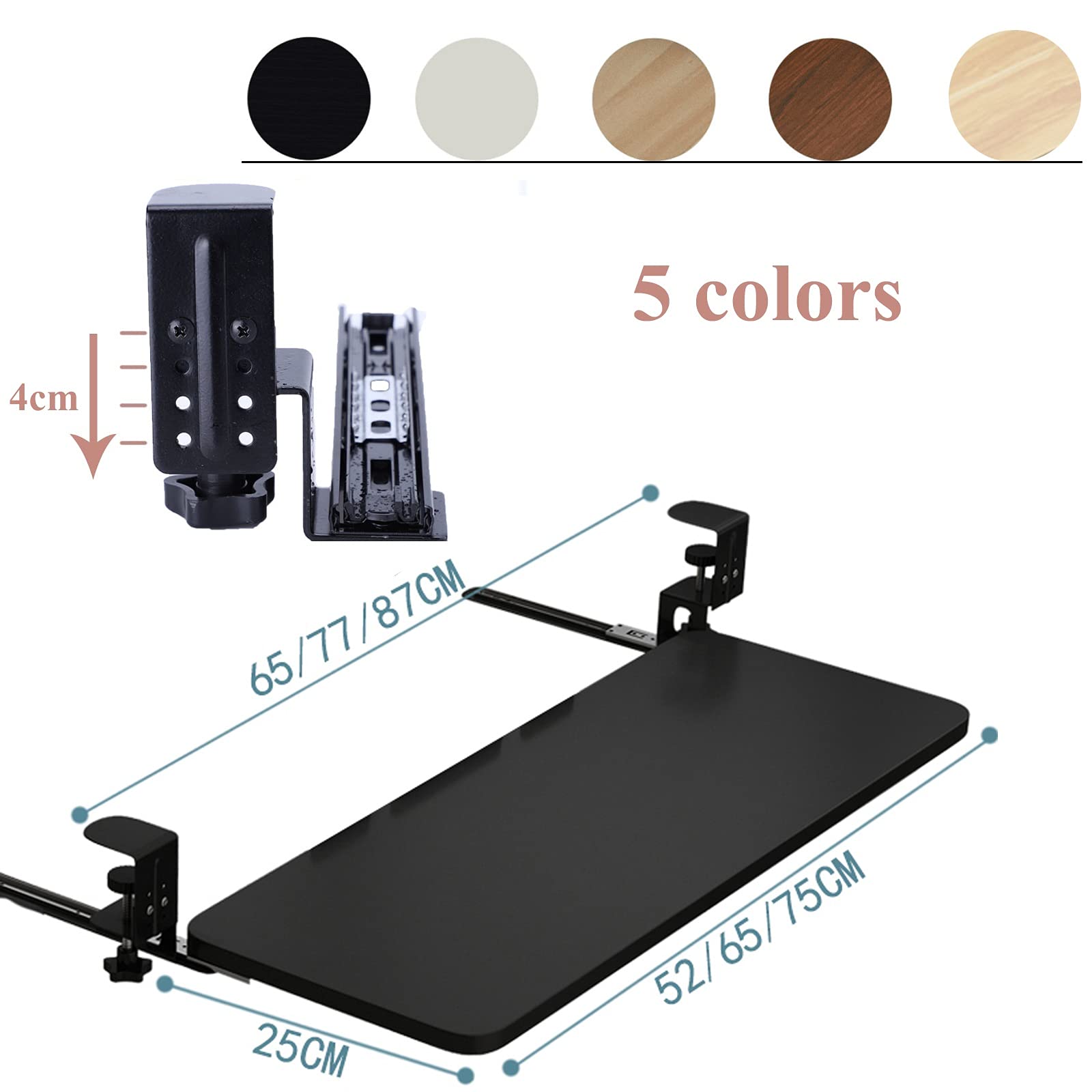 Bandeja de teclado de madera para debajo del escritorio, estante deslizante con diseño resistente y fácil de instalar, ahorra espacio para el hogar, oficina, juegos y estaciones de trabajo