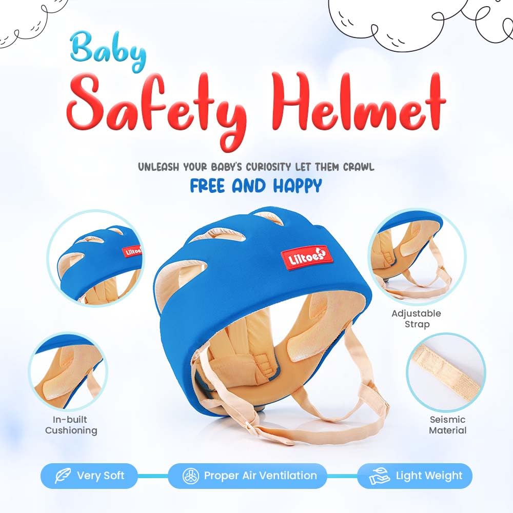 LILTOES Baby Head Protector for Safety of Kids 6M to 60M- Baby Safety Helmet with Proper Air Ventilation & Corner Guard Protection + Baby Kneepads for Crawling (Royal Blue) - Image 2 thumbnail