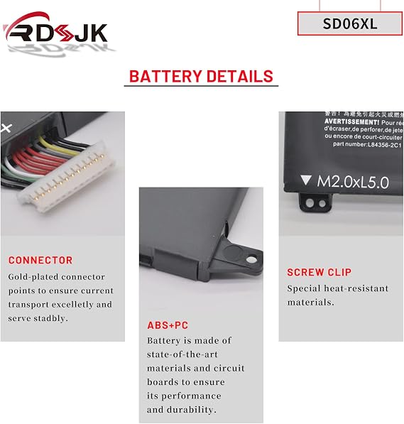 SD06XL Laptop Battery for HP Omen 15-EK 15-EK0000 15-EN 15-EN0000 15-EK0051TX 15-EK0009TX 15-EN0029NR 15-EN0036NR Series SD06070XL HSTNN-DB9U L84356-2C1 L84392-005 L84392-006 L84357-AC1 11.55V 70.91Wh