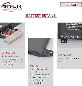 SD06XL Laptop Battery for HP Omen 15-EK 15-EK0000 15-EN 15-EN0000 15-EK0051TX 15-EK0009TX 15-EN0029NR 15-EN0036NR Series SD06070XL HSTNN-DB9U L84356-2C1 L84392-005 L84392-006 L84357-AC1 11.55V 70.91Wh