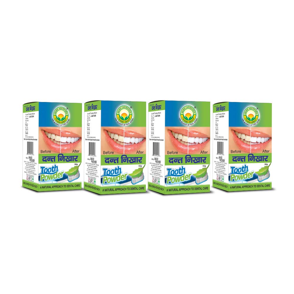 BASIC AYURVEDA Dant Nikhar (Manjan) Tooth Powder 30 Gram Pack Of 4 |-image-17
