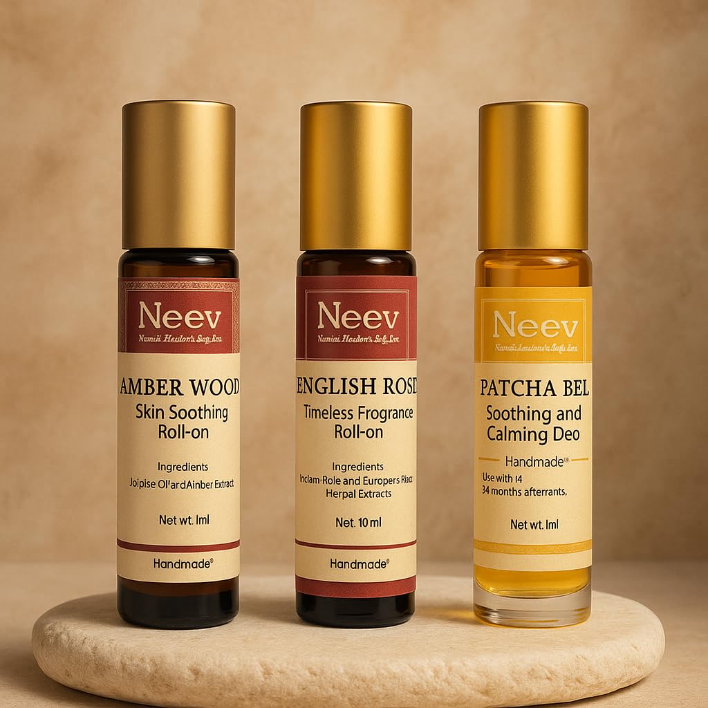Neev Soaps Assorted Roll-On Deo Set ? Zero Chemical & Pure Oil-Based | Amber Wood, Oudh & English Rose | 10ml Each | Pack of 3 | Long-Lasting Natural Fragrance-image-19