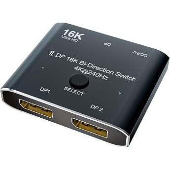 CABLEDECONN DisplayPort 2.1 8K 10K 16K DP Switch Bi-Direction 8K@120Hz 4K@240Hz Splitter Video Converter for Multiple Source 