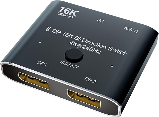 CABLEDECONN DisplayPort 2.1 8K 10K 16K DP Video Switch Bi-Direction Ultra HD 8K@120Hz 4K@240Hz Splitter Converter for Multiple Source and displays
