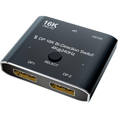 DisplayPort 2.1 8K 10K 16K DP Video Switch Bi-Direction Ultra HD 8K@120Hz 4K@240Hz Splitter Converter for Multiple Source and displays