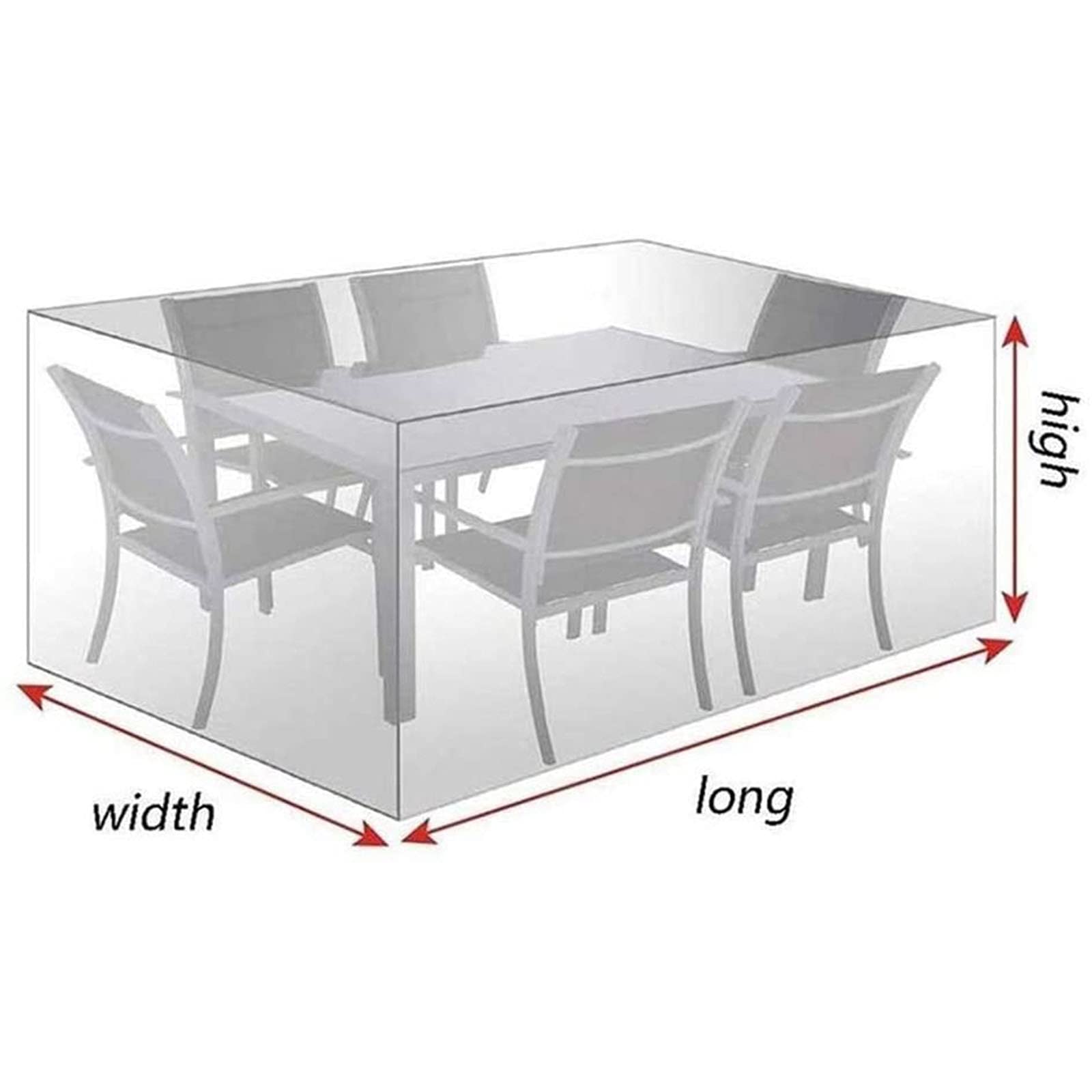 Copertura impermeabile per mobili da giardino, trasparente, per divano componibile da 2 a 12 posti, set di sedie da pranzo antivento e resistente agli strappi, personalizzabile, colore trasparente