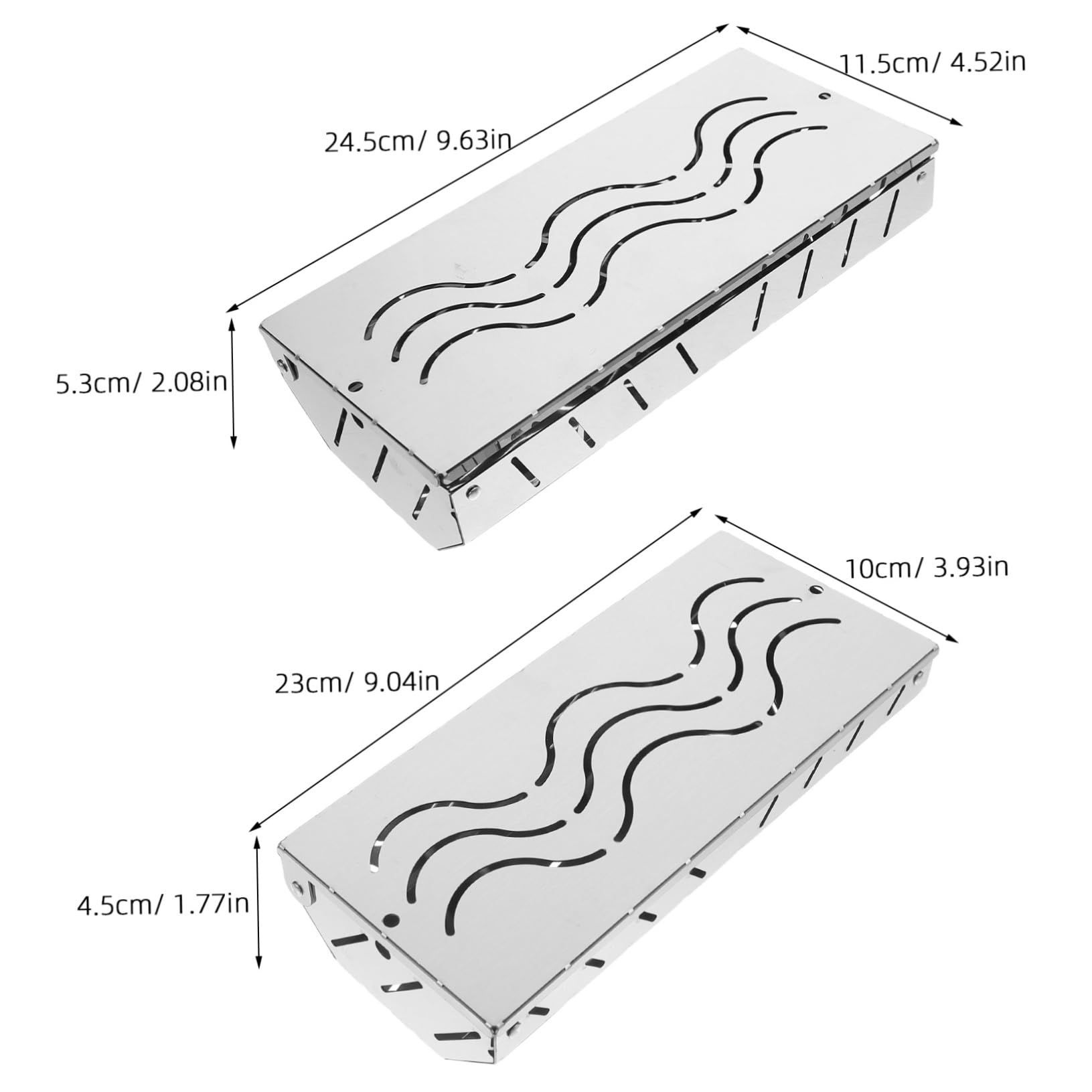Scatola per Trucioli di Legno in Acciaio Inox 2 Pezzi | Argento, per Grigliate e Cottura All’aperto, Design Portatile, Adatta a Pesce e Carni