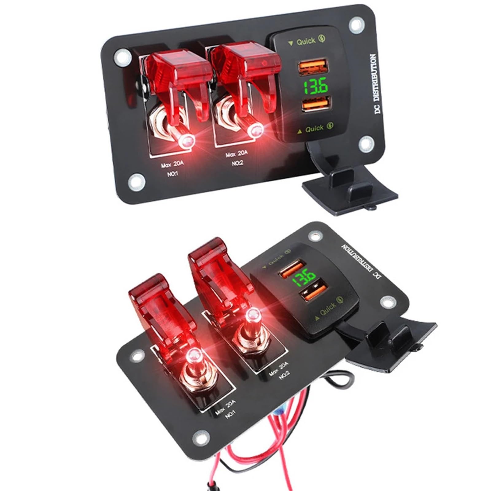 Przełączniki morskie, 12V 24V Przełącznik Panelowy Przełącznik Światła Zapłon Start Stop Przyciski Bezpiecznik 20A 4x4 Akcesoria Samochodowe Wyścigowe Do Łodzi Ciężarówki Przyczepy(3 Gang)