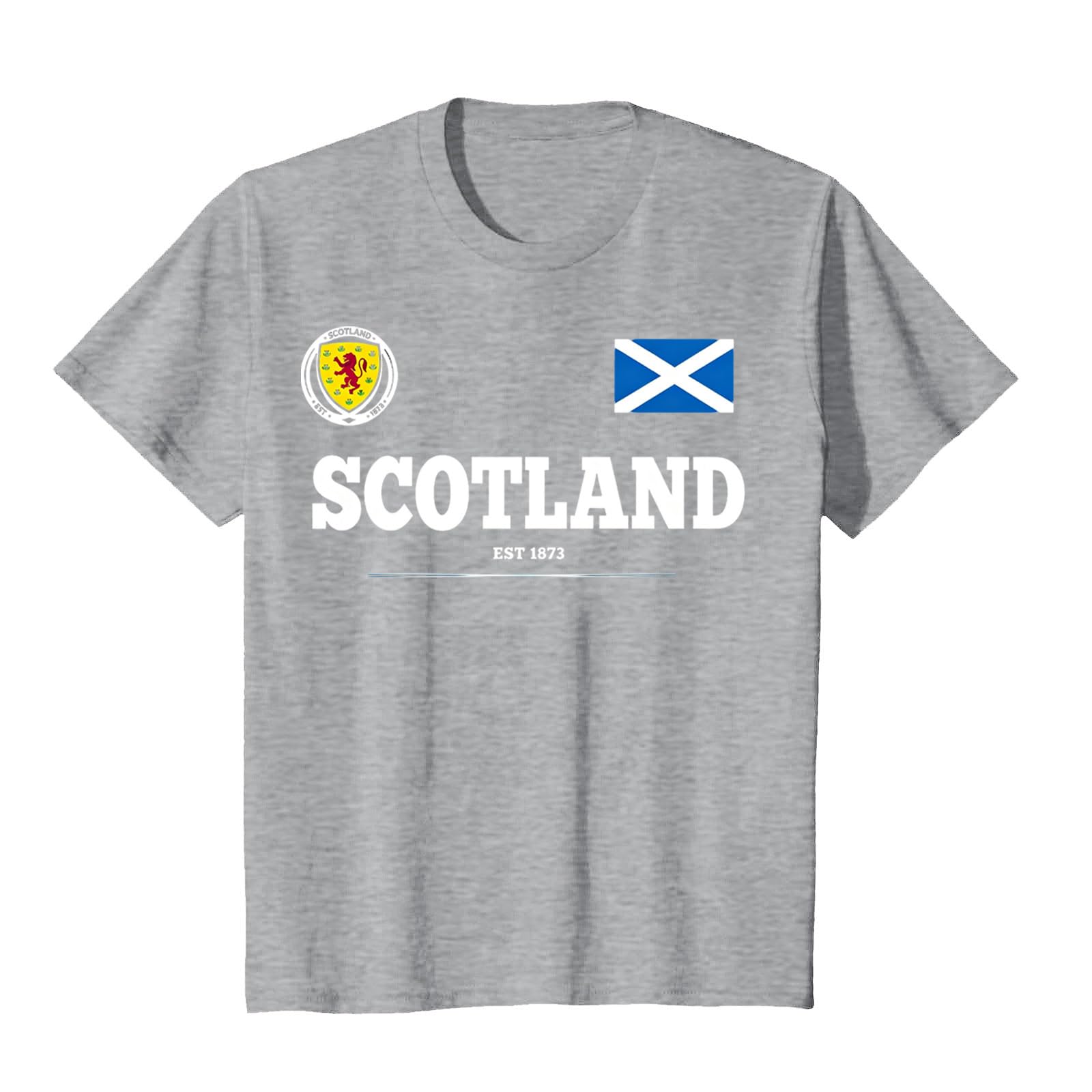 Scotland Football T Shirt Unisex Scottish Flag Short Sleeve Crew Neck Funny – Men Women Football Fans (A-Grey, S) — image 1