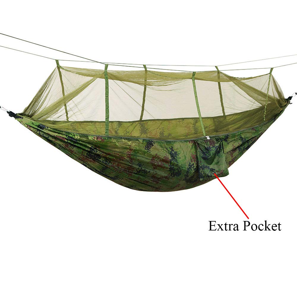 TopcHANCES Hamac de camping avec moustiquaire portable balançoire simple double camping léger en plein air voyage Hamac pour le camping, la randonnée randonnée à dos, vert militaire, Camouflage sky
