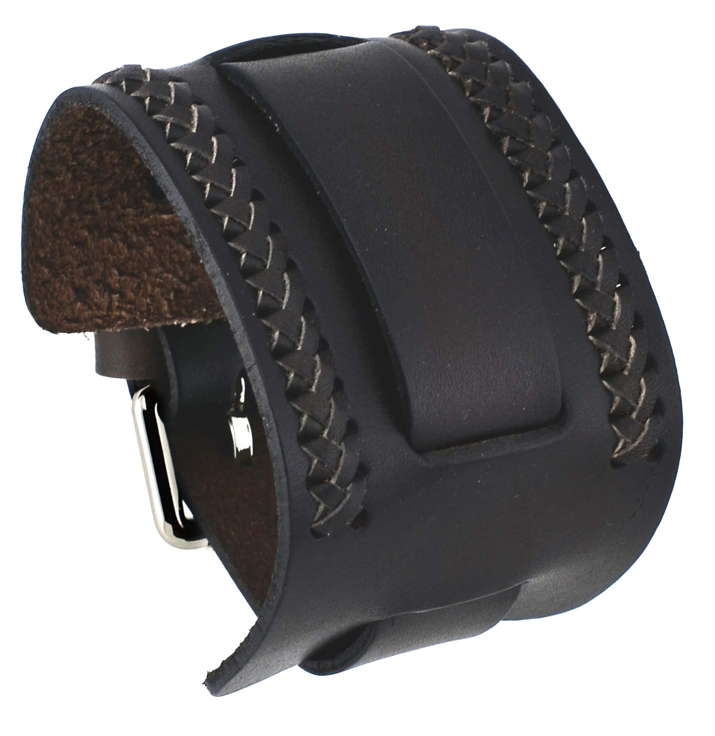 Nemesis NW-BB Dark Brown Wide Leather Cuff Wrist Watch Band