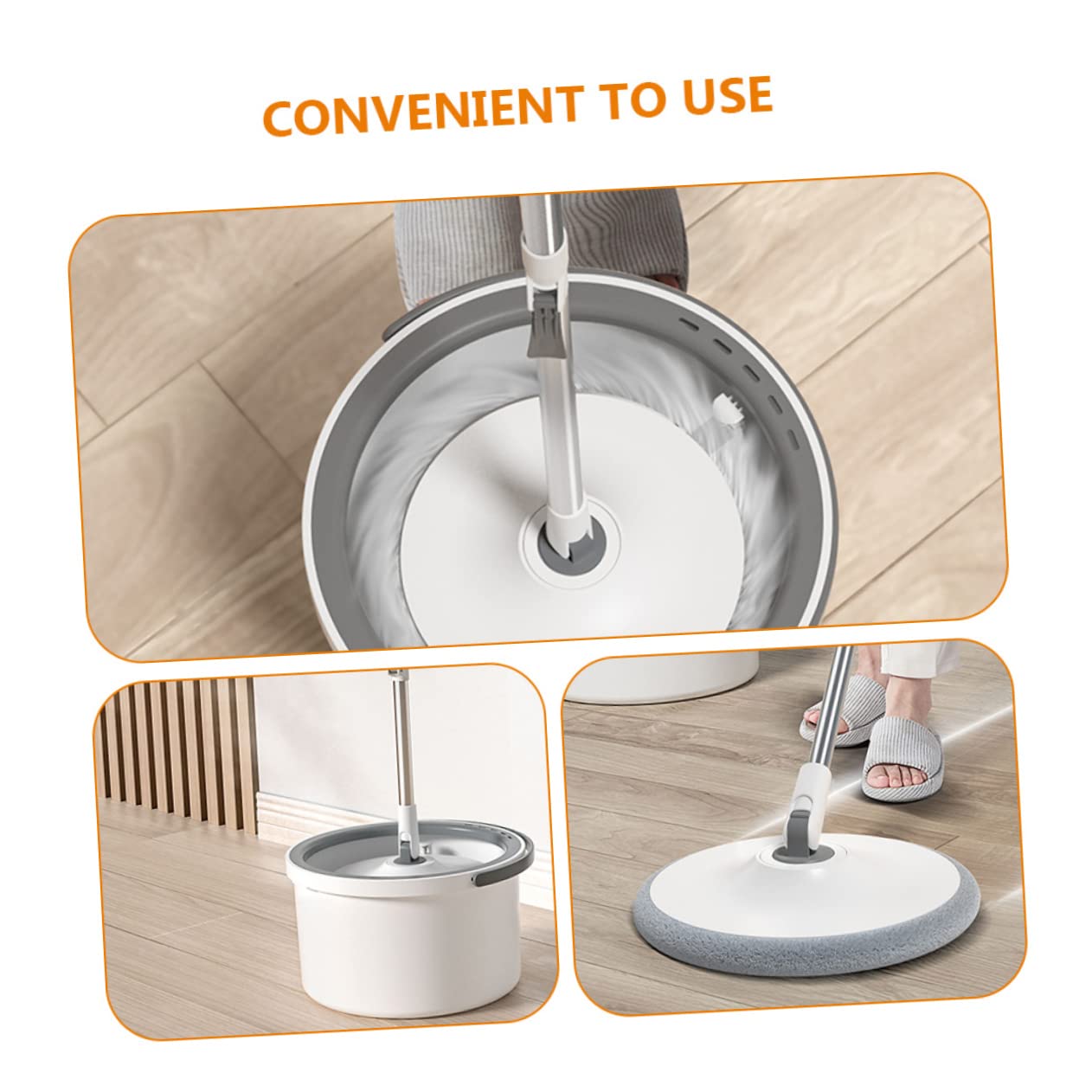 Mop Rotante per Pulizia Pavimenti in Acciaio Inox Bianco