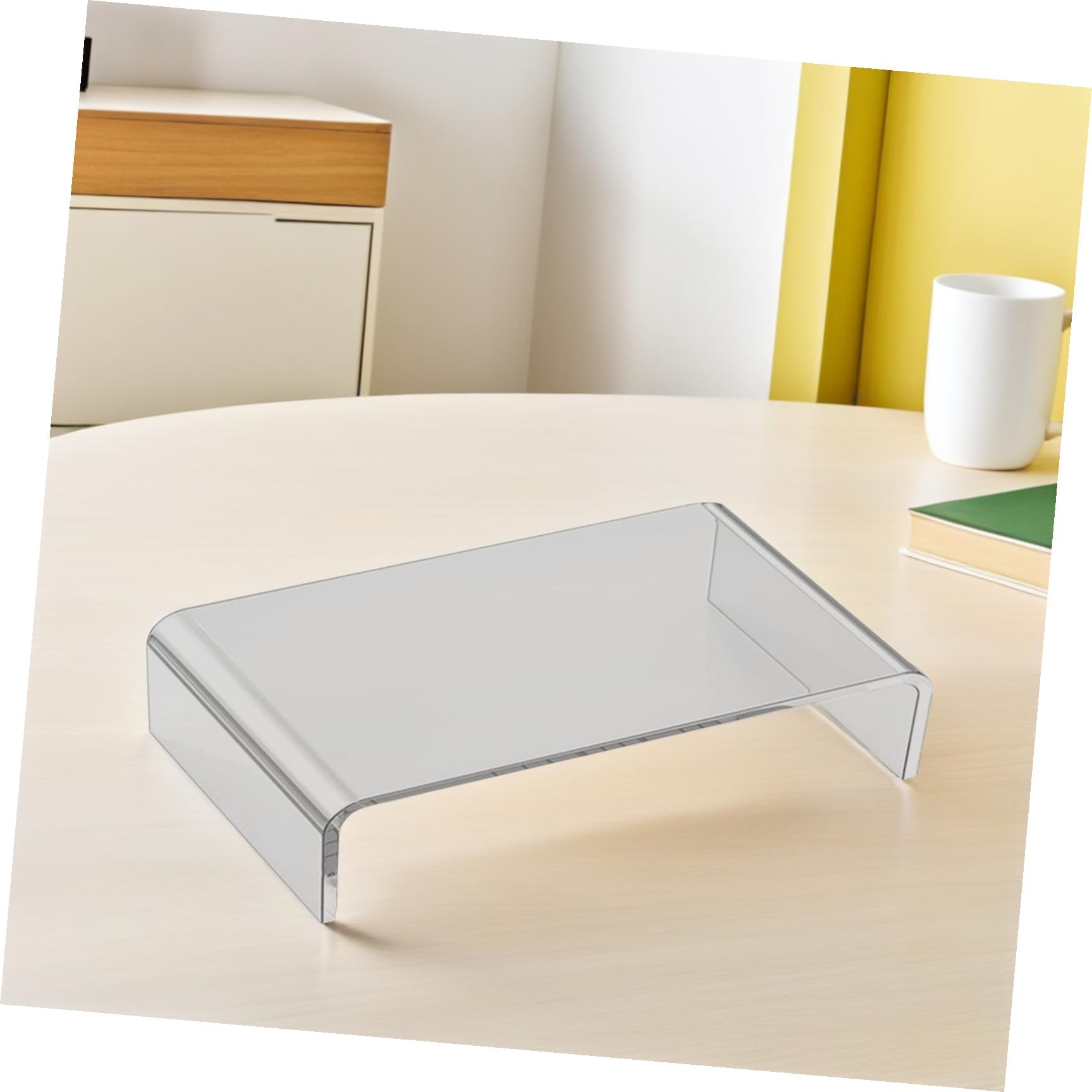 Toddmomy Supporto per Monitor Trasparente in Acrilico, Base Rialzata per Computer Portatile Ergonomica, Poggiapolsi Integrato per Ufficio e Smart Working
