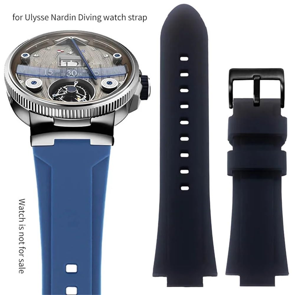 Męski silikonowy pasek do zegarka nurkowego z wypukłymi ustami, pasujący do serii Ulysse Nardin MARINE