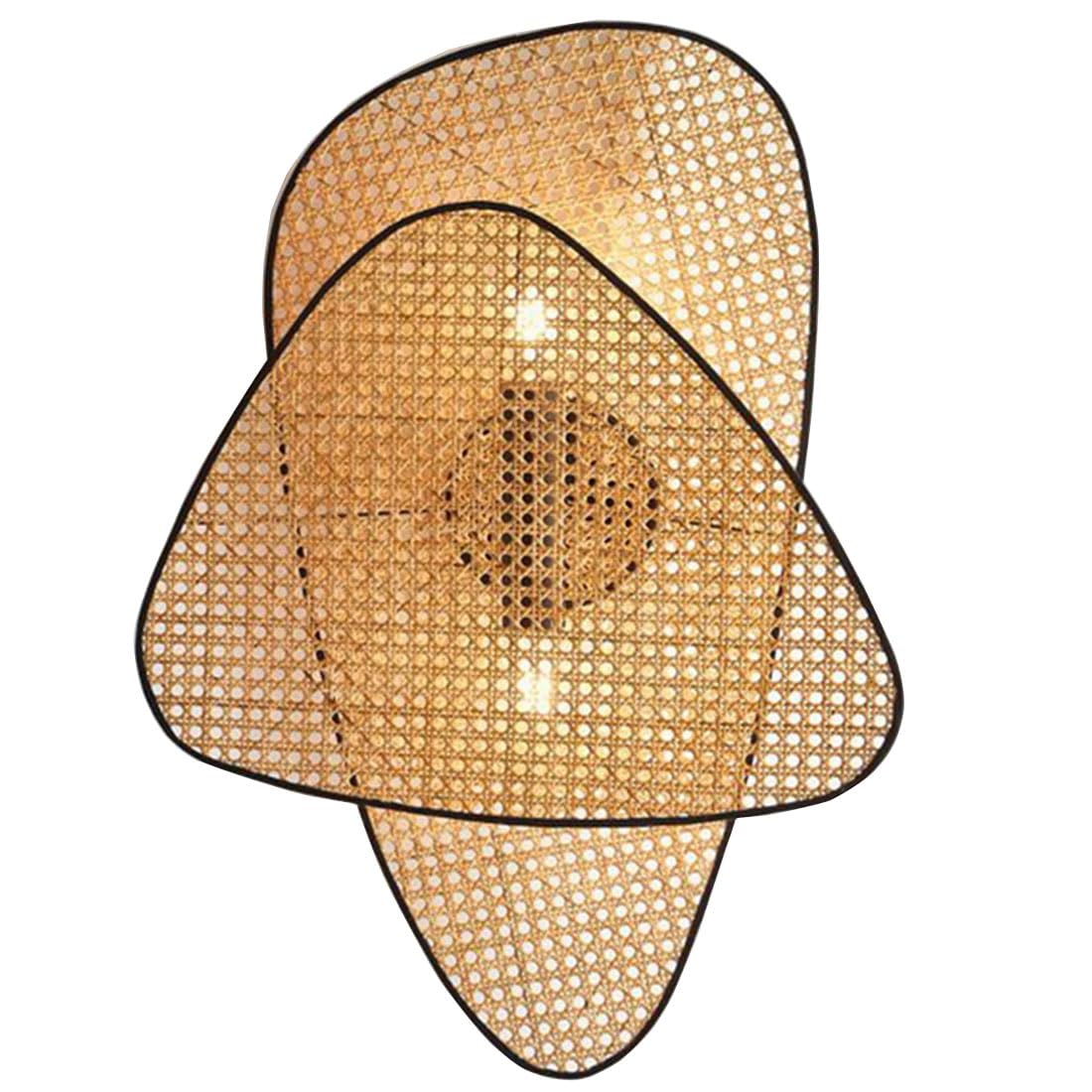 ZFPKXHVMG Indoor Wall Lamp, Double Head Woven Rattan Wall Sconce Industrial Style Bedside