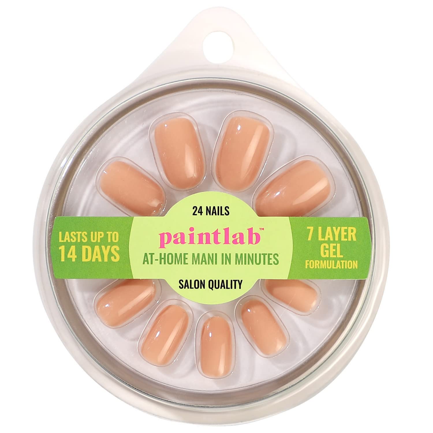 PaintLabPress On Nails - 30 Piece Fake Nails with Glue, Nail File, Prep Pad & Cuticle Stick | Non Toxic & Cruelty Free | Long Lasting & Complete Glue On Nails for Women & Girls (Nude 2)