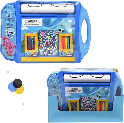 Innovative Designs Blues Clues Roller Art Desk – Estuche de arte Blues Clues para niños, artes y manualidades, actividades de colorear sin desorden