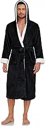 Roupão de banho masculino com capuz, roupão longo de pelúcia macia, comprimento total, camisola confortável