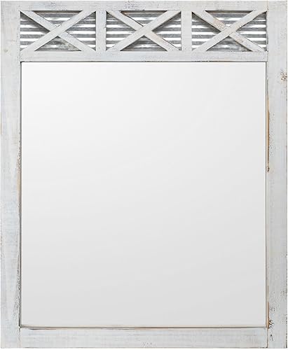 Autumn Alley Espejo de baño de granja, espejo rústico, tocador, baño y dormitorio, decoración de casa de campo, espejo de madera para puerta de