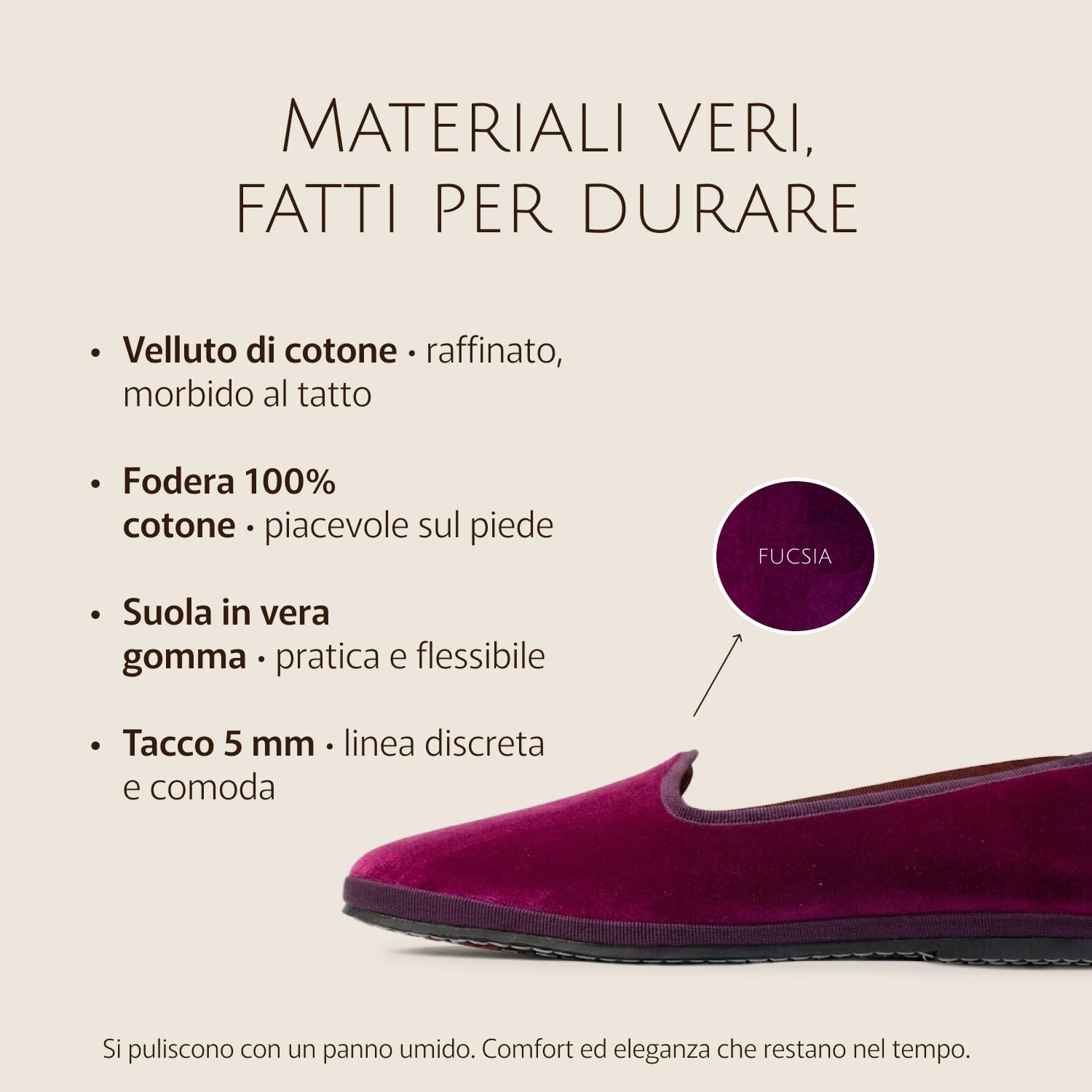 Friulane Donna in Velluto di Cotone, Fodera 100% Cotone, Sottopiede Imbottito, Suola Vera Gomma, Made in Friuli