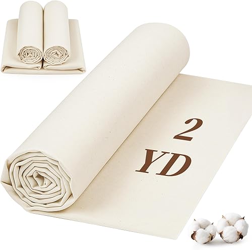 The Yard - Tela de muselina 100 % algodón, 63 pulgadas x 2 yardas, tela de lino de muselina sin blanquear, telas de peso medio de 6 onzas, adecuadas