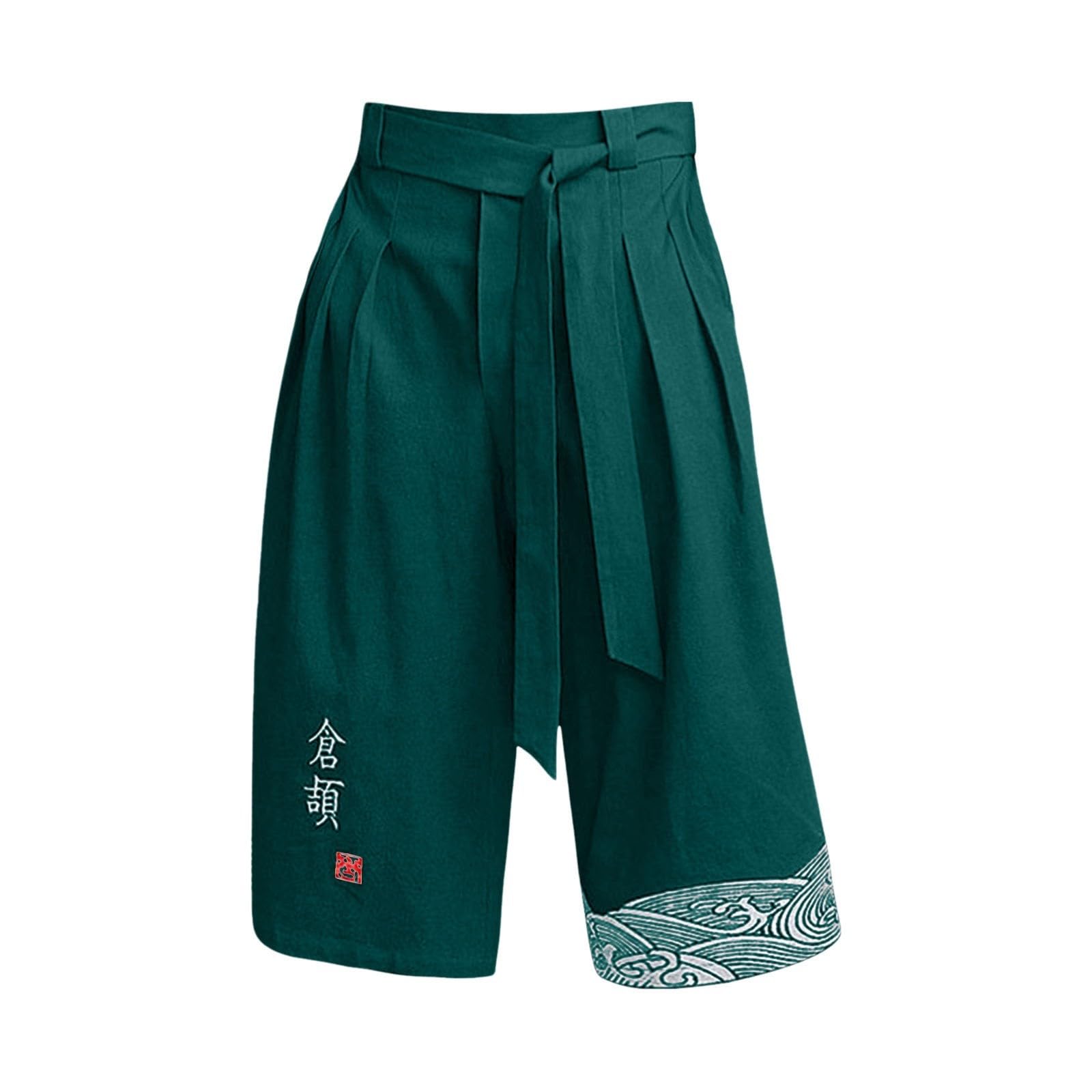Pantaloni Giapponesi Bambini Ragazzo Corti in Lino Pantaloni Taro Tradizionali con Coulisse Vestiti Autentici Pantaloni Capri Giapponese 4-15 Anni