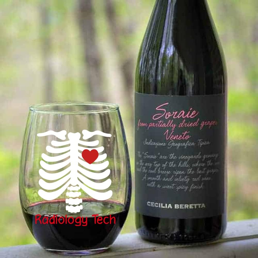 AGMDESIGN Radiology Tech Funny Wine Glass, Retirement Thank You Gifts for Women Men Nurse Doctor, Graduation Gifts for Men Women Radiology Nurse Doctor Students, Xray Tech Present (Pack of 2)