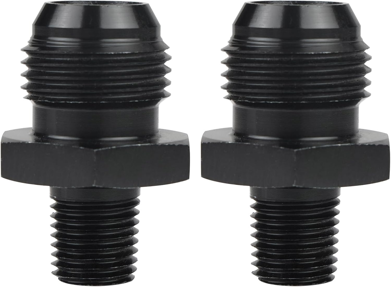 10AN Male Flare to 1/4 NPT Pipe Fitting Adapter Aluminum Straight Fuel Line Hose Adapter Black Anodized Fuel System Fittings 2PCS