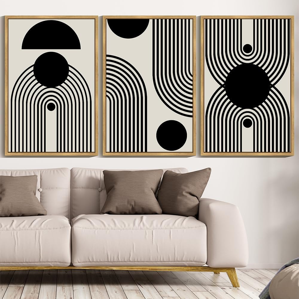 lianyibo Black and White Abstract Wall Art Duotone Minimal Dark Prints Shapes Illustrations Living Room Bedroom Decoration (50x75cmx3/Bezramowa)