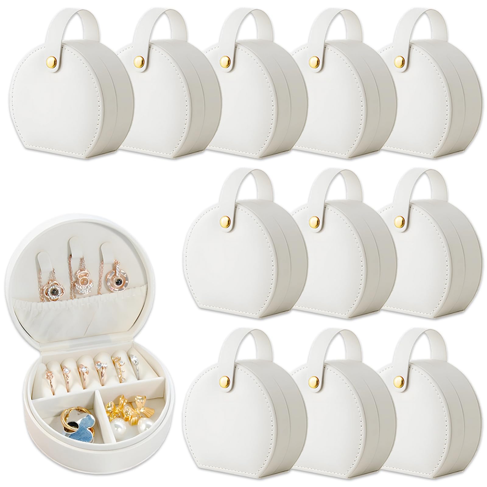 Boîte à bijoux de voyage en cuir synthétique blanc finitions premium pour femme