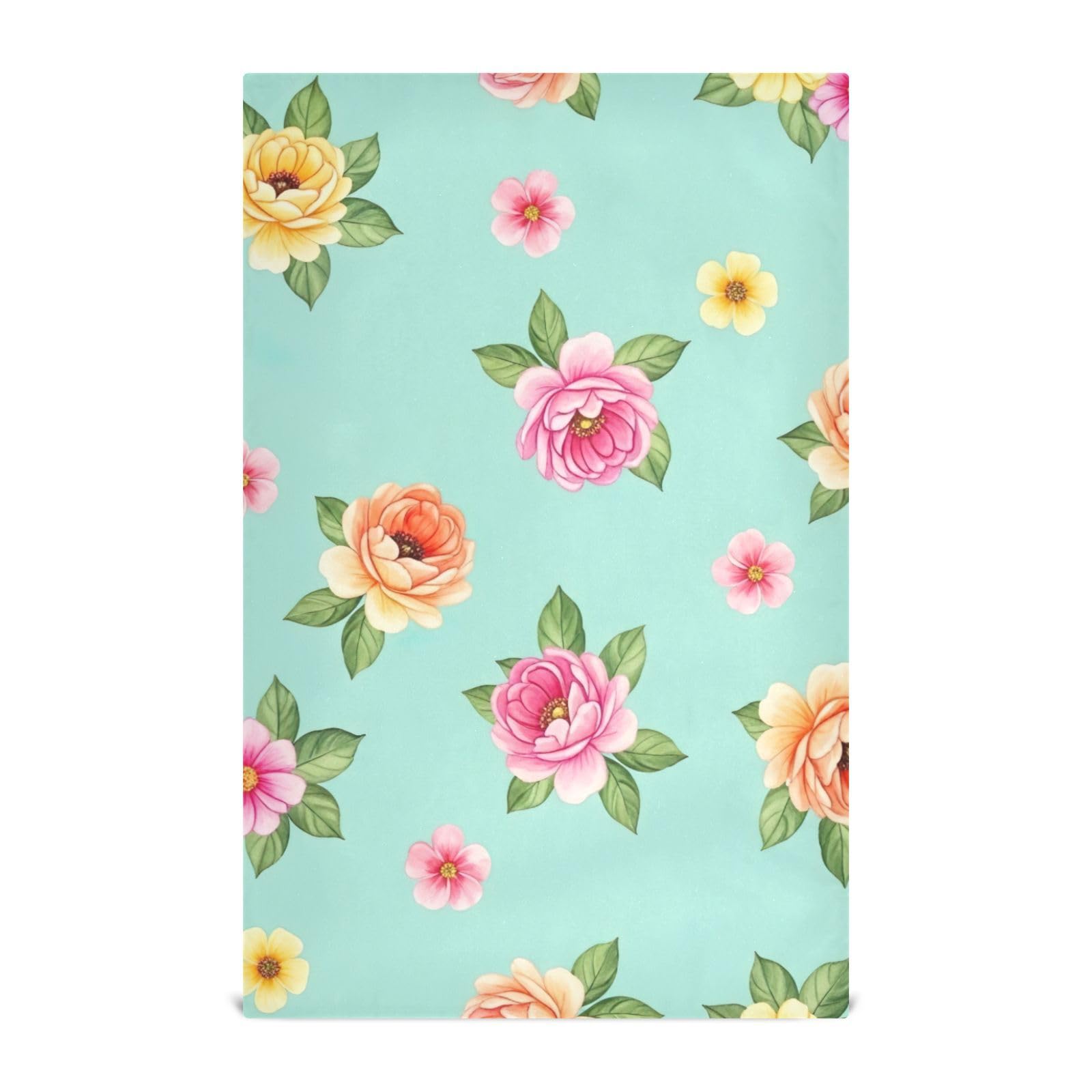 Torchons de cuisine absorbants lot de 6 grand format anti-peluches fleurs vertes