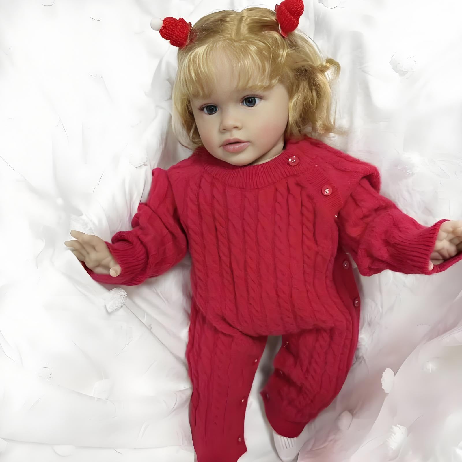 Duży rozmiar Reborn maluch lalki dziewczynka 66 cm Reborn Baby Dolls Pippa z blond kręconymi włosami, realistyczna lalka dla niemowląt