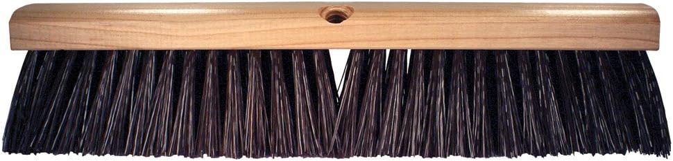 PFERD 89320 Maintenance Lacquered Hardwood Block Heavy Floor Sweep Broom, Stiff Palmyra Bristles, 18" Length, 4" Trim Length